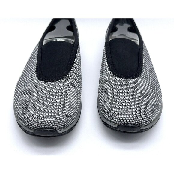 Aerosoles Flat Slip On Shoes Upper Level Grey Black Fly Knit Stretch Sz 9 Wide - Picture 3 of 7